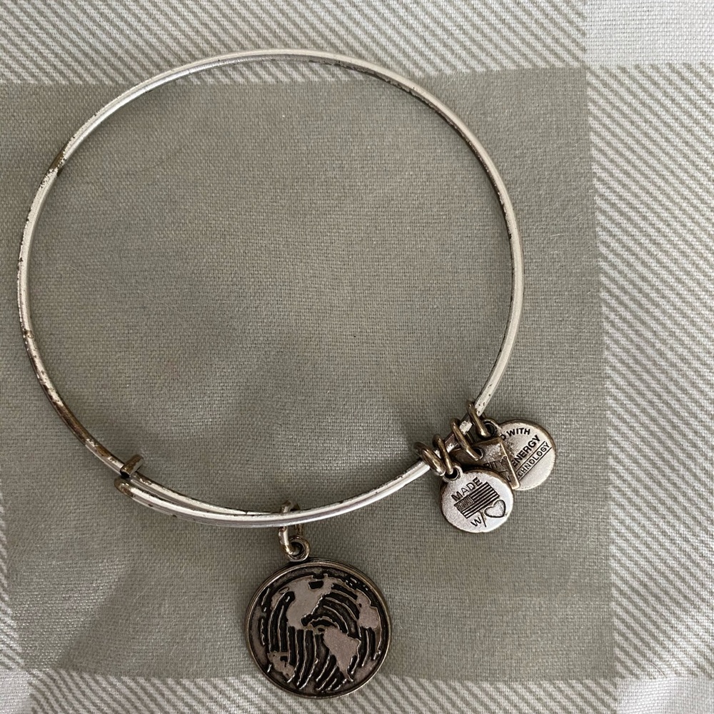 Alex and Ani finger print on the world bracelet.